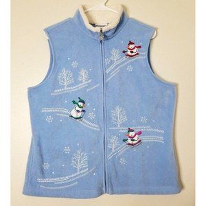 Breckenridge Ugly Christmas Sweater Vest Tail Zip Front Snowman